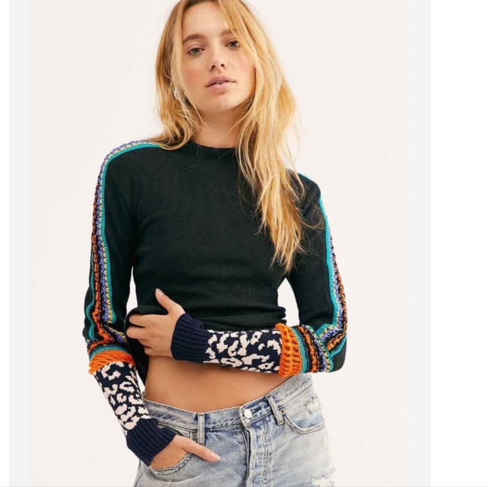 Free People Multicolor Long Sleeve Top